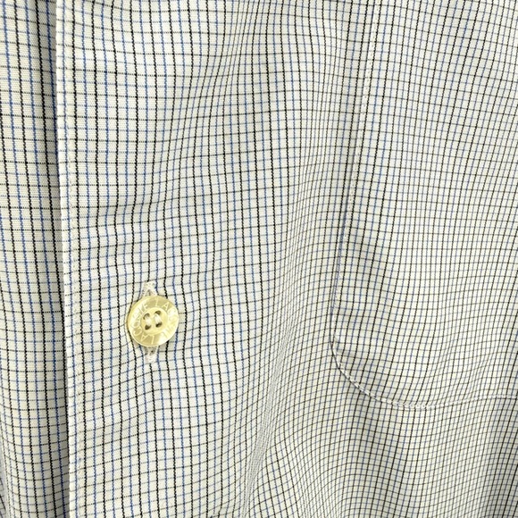 Lacoste Mens 42 Pre-Owned Dress Shirt LS Gingham Check Blue White Button Down - Picture 7 of 14